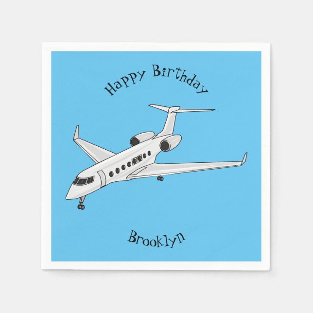 Private jet cartoon illustration napkin (Front)