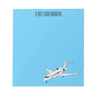 Private jet cartoon illustration notepad
