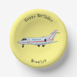 Private jet cartoon illustration paper plate