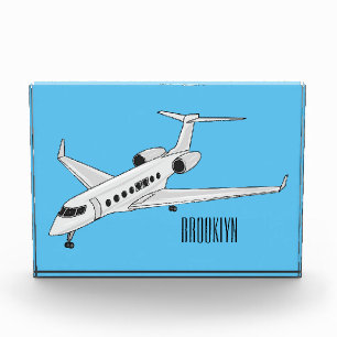 Private jet cartoon illustration photo block