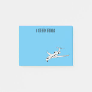Private jet cartoon illustration post-it notes