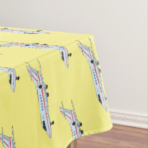 Private jet cartoon illustration tablecloth