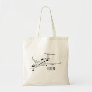 Private jet cartoon illustration tote bag