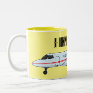 Private jet cartoon illustration  Two-Tone coffee mug