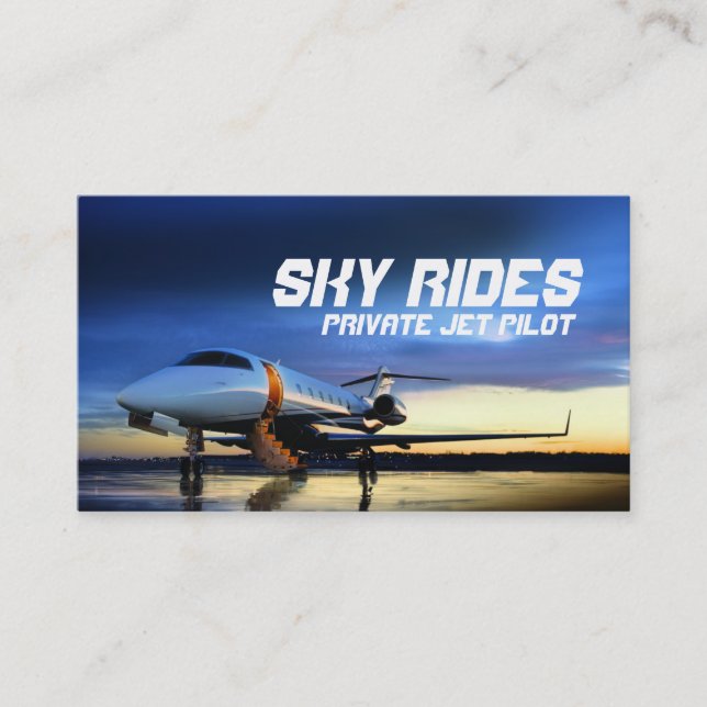 Private Jet Plane Pilot Sale Business Card (Front)