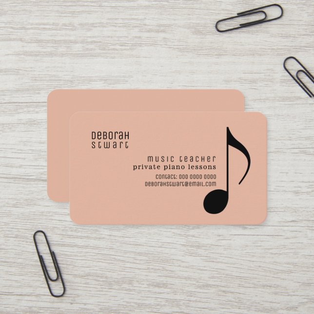Private Lessons music teacher boho rose Business Card (Front/Back In Situ)