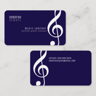 Private lessons music teacher dark-blue business card