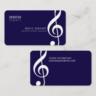 Private lessons music teacher dark-blue business card