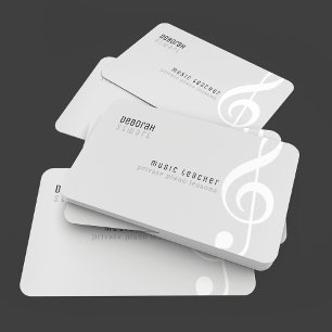 Private lessons music teacher pale grey business card
