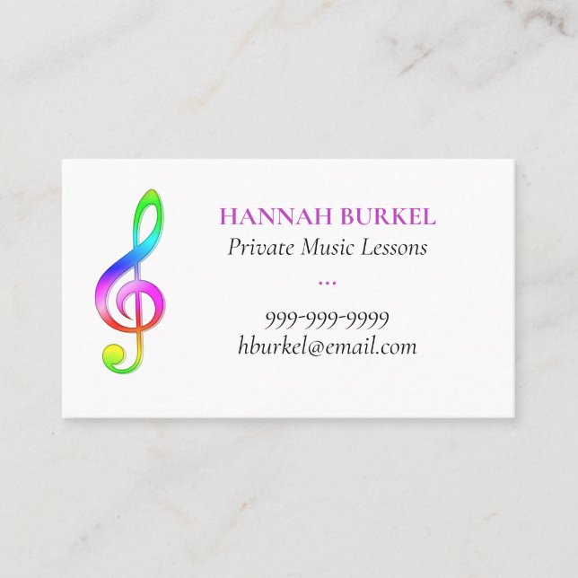 Private Music Lesson Business Cards (Front)