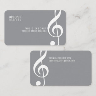 Private music lessons / teacher grey business card