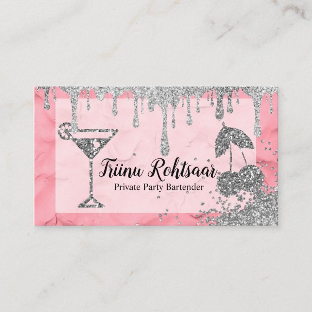 Private Party Bartender Bar Catering Drinks Business Card (Front)