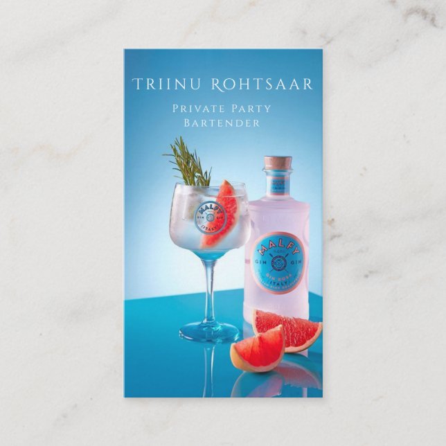 Private Party Bartender Coctails Business Card (Front)