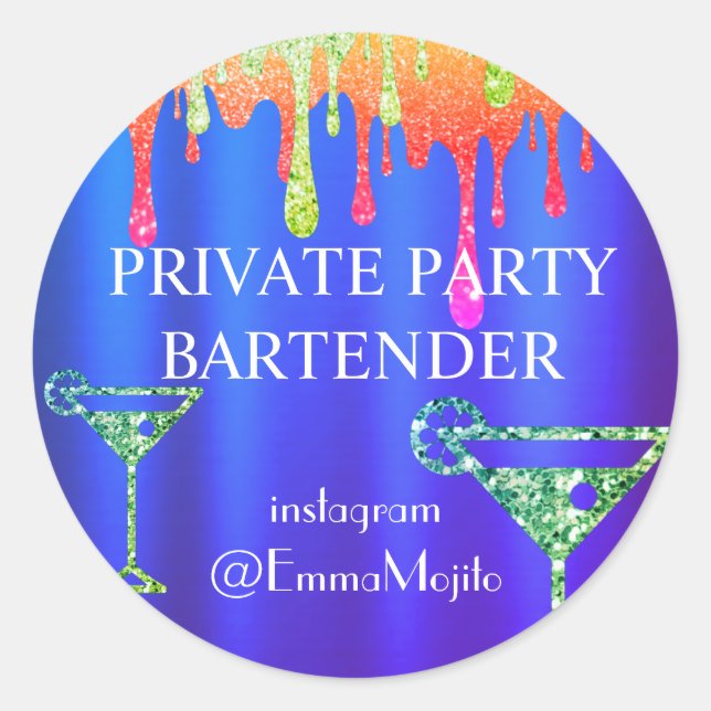 Private Party Bartender Deal Offer Classic Round S Classic Round Sticker (Front)