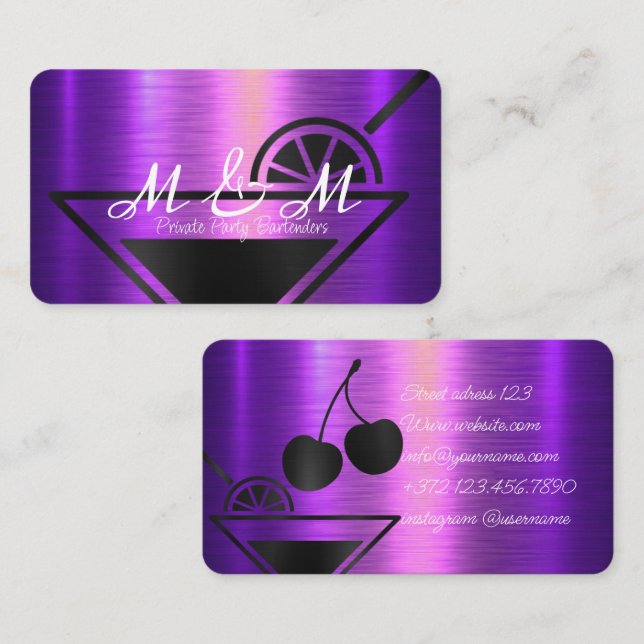  Private Party Bartender For Your Special Event Business Card (Front/Back)