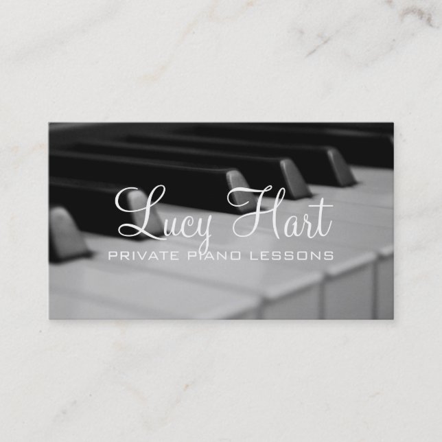 Private Piano Lessons, Music Instructor Business Card (Front)