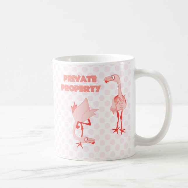 Private Property Flamingos Coffee Mug (Right)