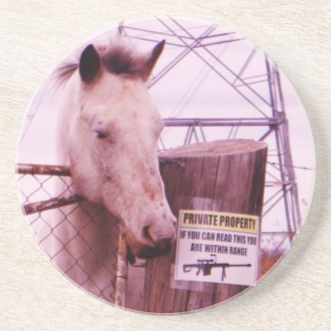 Private Property lavender Horse Coaster (Front)