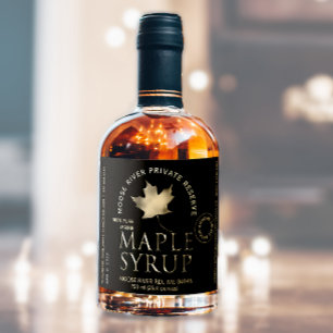 Private Reserve Maple Syrup Black with Gold Leaf Wine Label