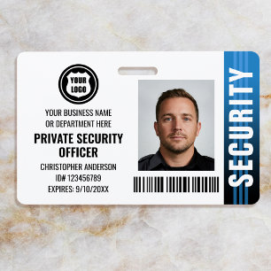 Private Security Guard Officer ID Photo Logo Blue ID Badge