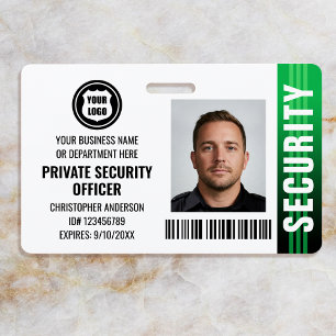 Private Security Guard Officer ID Photo Logo Green Badge