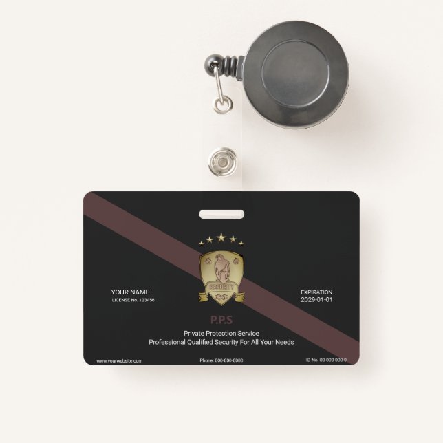 Private Security Service ID Badge (Front with Retractable)