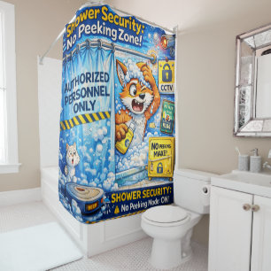 Private Shower Time Funny Bathroom Humor Cartoon Curtain
