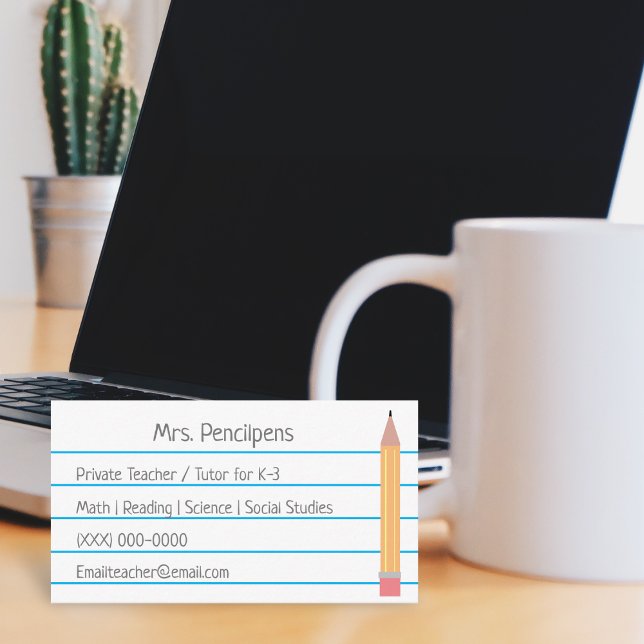 Private Teacher Tutor Personalised Flashcard Business Card (Creator Uploaded)