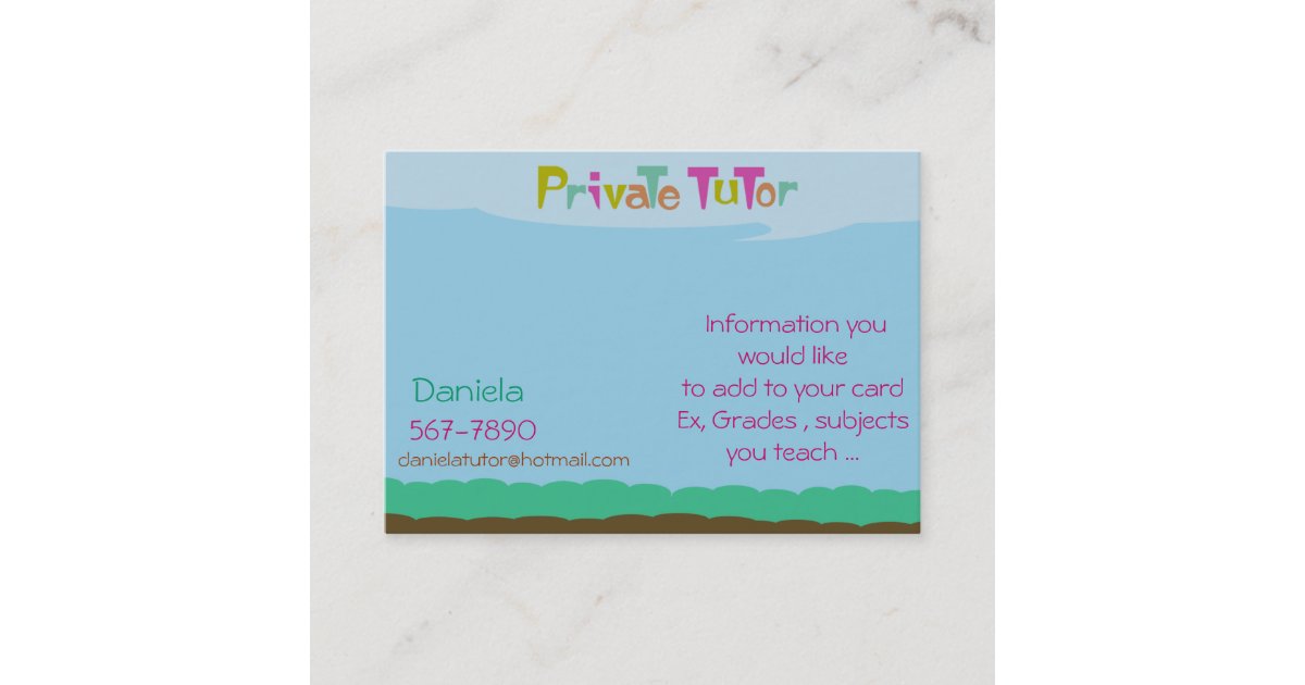 Private Tutor Business Card Zazzle.co.nz