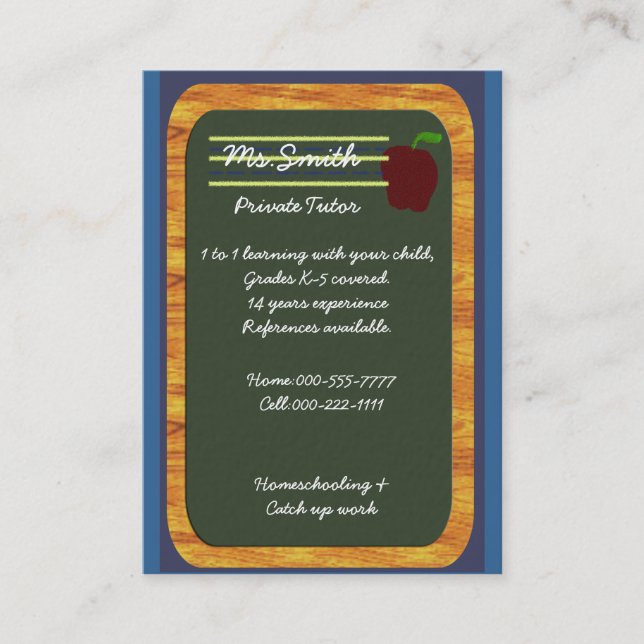 private tutor business card (Front)