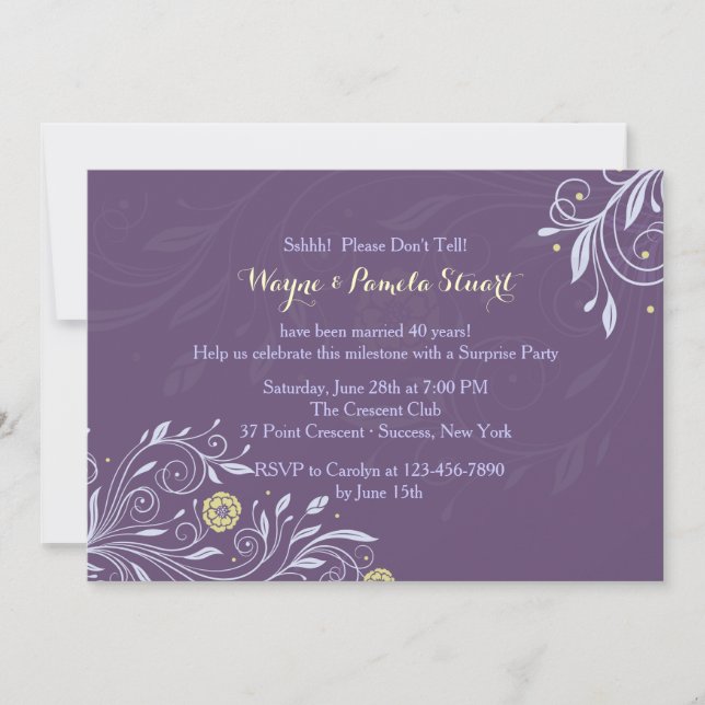 Privileged Purple Floral Invitation (Front)
