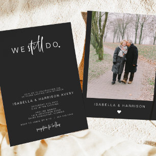 PRIYA Black Contemporary Photo Vow Renewal Invitation