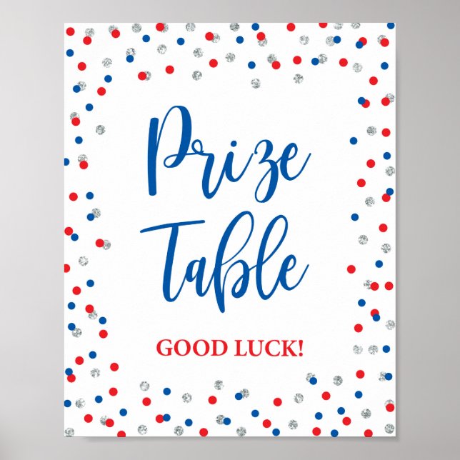 Prize Table Patriotic Party Sign (Front)