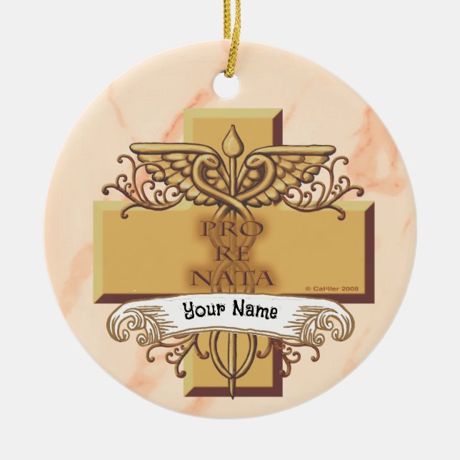 PRN caduceus nurse  Ceramic Tree Decoration (Front)