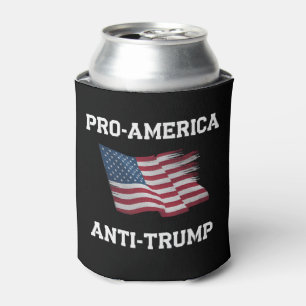 Pro America Anti Trump Vintage USA Flag Can Cooler