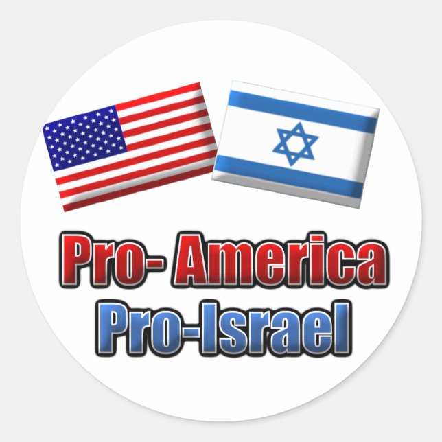 Pro-America/Israel Classic Round Sticker (Front)