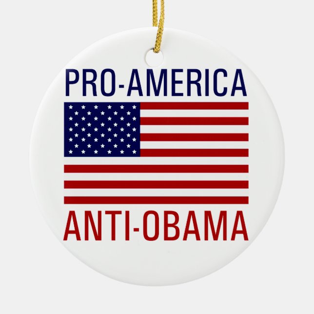 PRO-AMERICAN ANTI-OBAMA CERAMIC TREE DECORATION (Front)