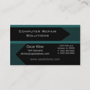 Pro Arrows Business Card, Black and Teal Card