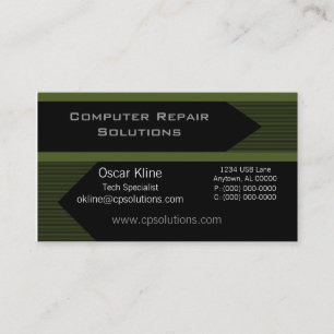 Pro Arrows Business Card, Olive Green Card