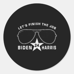 Pro Biden Harris President Democracy Campaign Vint Classic Round Sticker