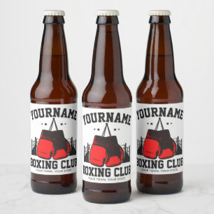 Pro Boxer ADD NAME Red Gloves Boxing Ring Training Beer Bottle Label