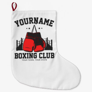 Pro Boxer ADD NAME Red Gloves Boxing Ring Training Large Christmas Stocking