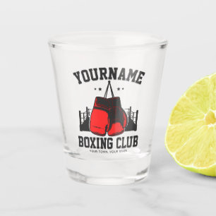Pro Boxer ADD NAME Red Gloves Boxing Ring Training Shot Glass