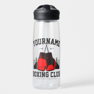 Pro Boxer ADD NAME Red Gloves Boxing Ring Training Water Bottle