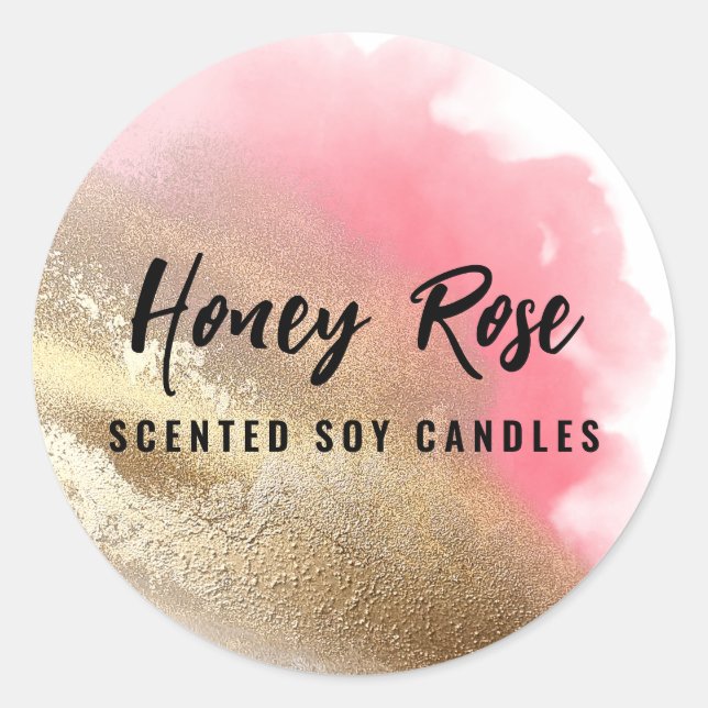 Pro Branding Gold Foil And Pink Candle Labels (Front)
