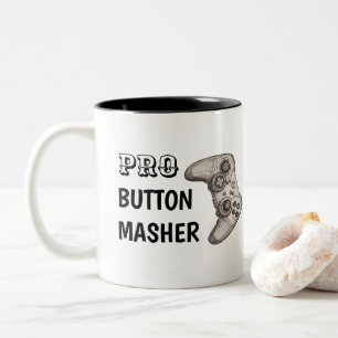 Pro Button Masher Funny Video Game Controller Two-Tone Coffee Mug