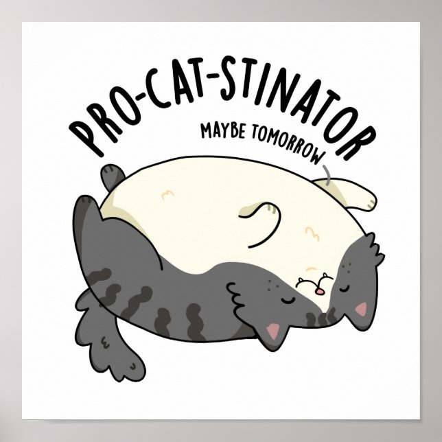 Pro-cat-stinator Funny Fat Cat Pun  Poster (Front)