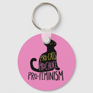 Pro-cats pro-choice pro-feminism black cat key ring