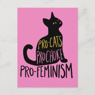 Pro-cats pro-choice pro-feminism black cat postcard