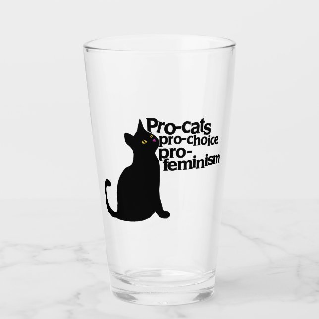 pro-cats pro-choice pro-feminism glass (Front)